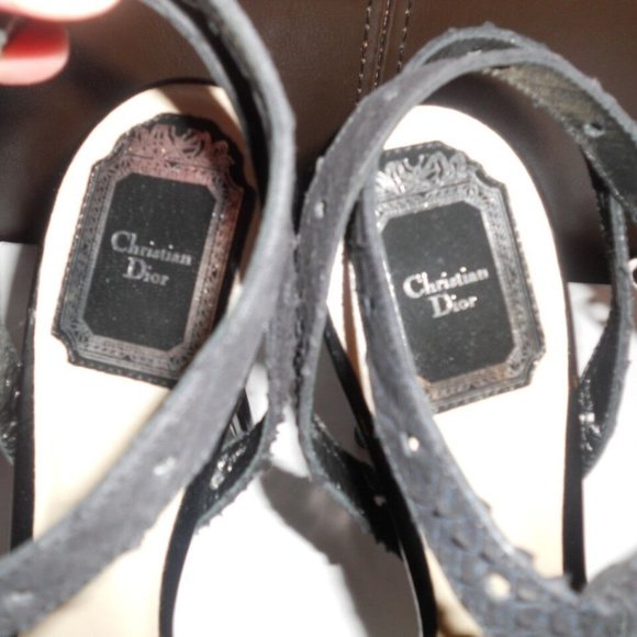 Christian Dior Python Snake Cutout Flower Sandals Heels Shoes - Picture 9 of 11